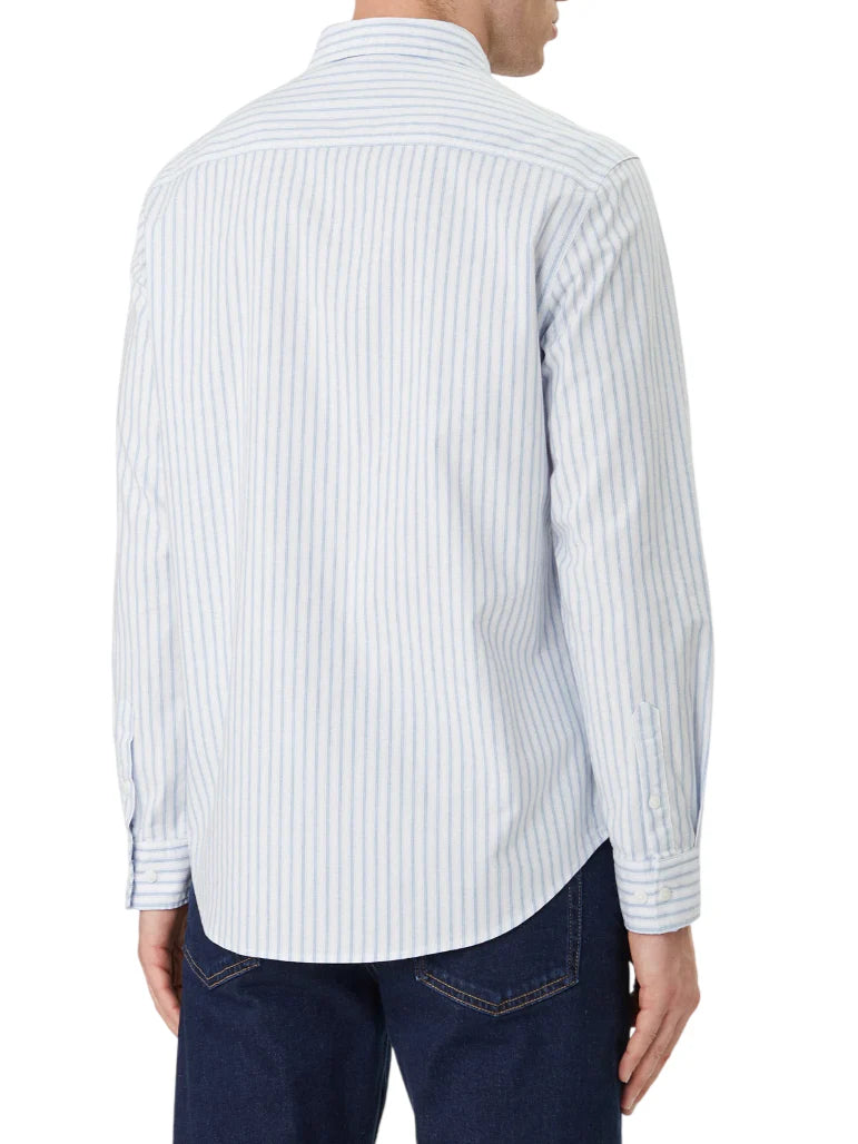 Calvin Klein Jeans camicia uomo in fantasia gessata bianco celeste