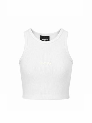 Disclaimer top crop bambina a costine bianco
