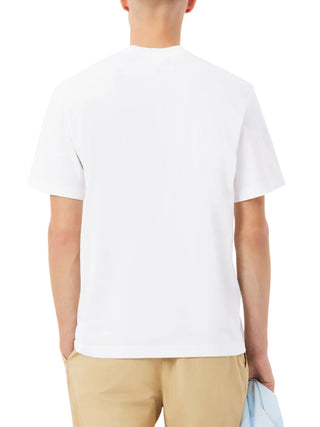 Lacoste T-shirt manica corta in cotone con taschino bianco