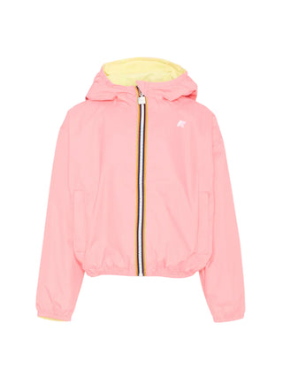 K-Way giubbino reversibile bambina con cappuccio rosa giallo