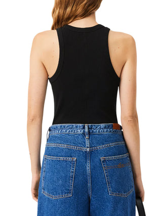 Lacoste canotta a costine donna nero