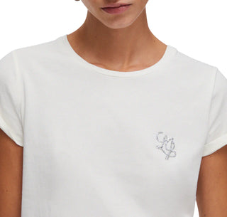 Liu Jo T-shirt manica corta con logo strass panna