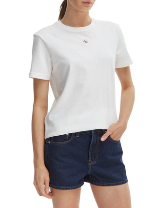 Calvin Klein Jeans T-shirt manica corta donna in jersey bianco