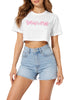 Disclaimer T-shirt crop con logo glitter bianco