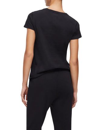 Liu Jo T-shirt manica corta con logo strass nero