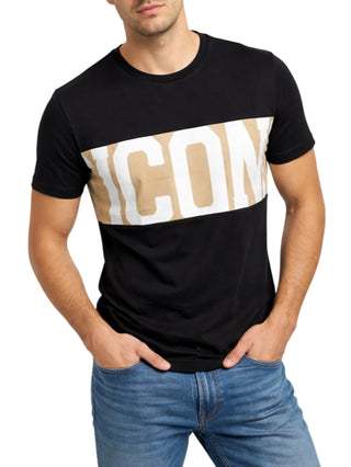 Icon T-shirt uomo manica corta stampa logo nero