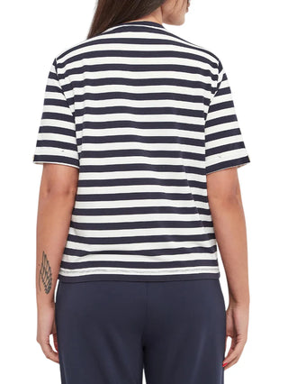 Liu Jo T-shirt manica corta a righe con strass panna blu
