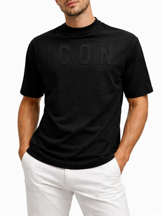 Icon T-shirt uomo manica corta con logo nero