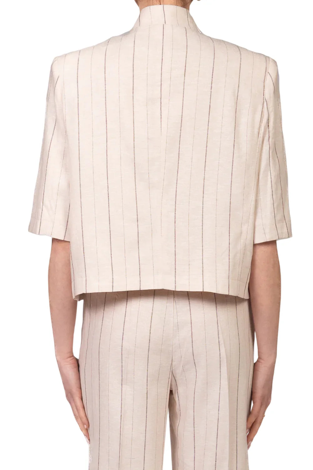 Vicolo giacca blazer gessata alla coreana beige