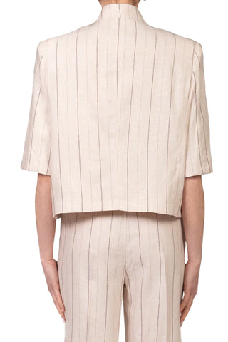 Vicolo giacca blazer gessata alla coreana beige