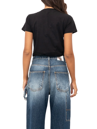 Pinko T-shirt Quentin con logo gioiello nero 100535-A2RN Z99 PINKO 