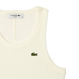 Lacoste canotta a costine donna panna