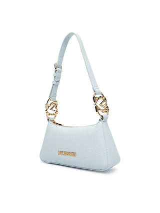 Love Moschino borsa a spalla in ecopelle martellata celeste