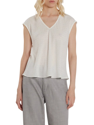Relish blusa Lavolpe in georgette con strass panna