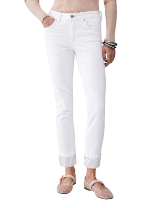 Liu Jo jeans Monroe slim con risvolto gioiello lavaggio bianco UA6006D0305 11111 LIU JO 