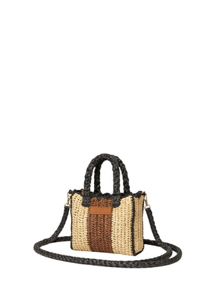 Me Fui borsa a mano donna in rafia con tracolla beige