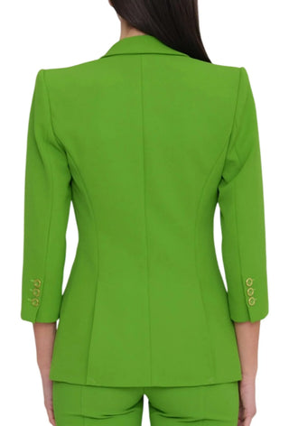 Elisabetta Franchi giacca blazer monopetto con dettagli logati verde