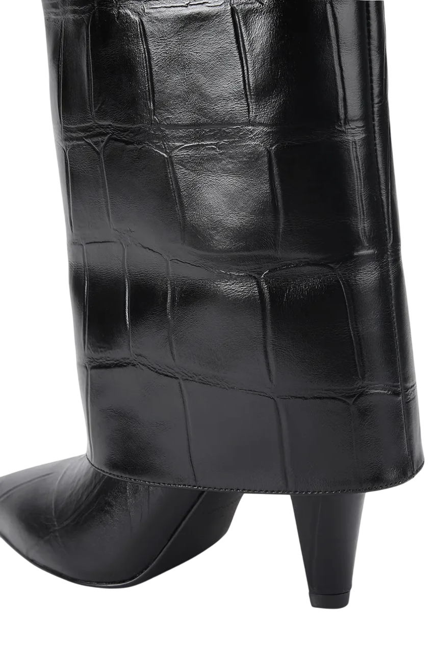 Kurt Geiger stivali alti in pelle effetto coccodrillo nero