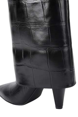 Kurt Geiger stivali alti in pelle effetto coccodrillo nero 5022300419 BLACK-CROC PRINT KURT GEIGER