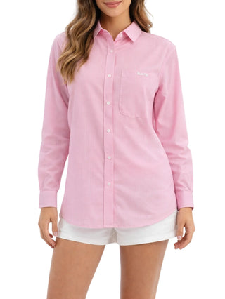 Disclaimer camicia gessata lurex donna rosa
