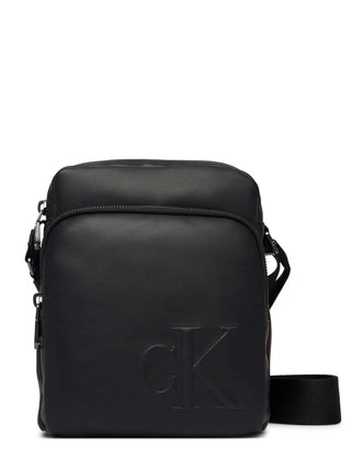 Calvin Klein borsa a tracolla uomo in ecopelle con logo nero