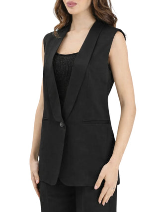 Vicolo gilet misto lino e viscosa nero