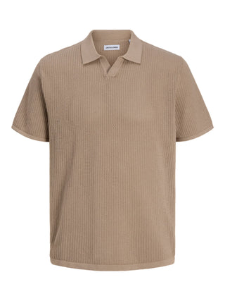 Jack&Jones polo in maglia traforata uomo beige