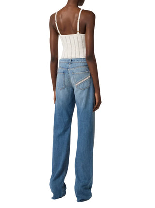 Elisabetta Franchi jeans flare con dettaglio logato lavaggio blu