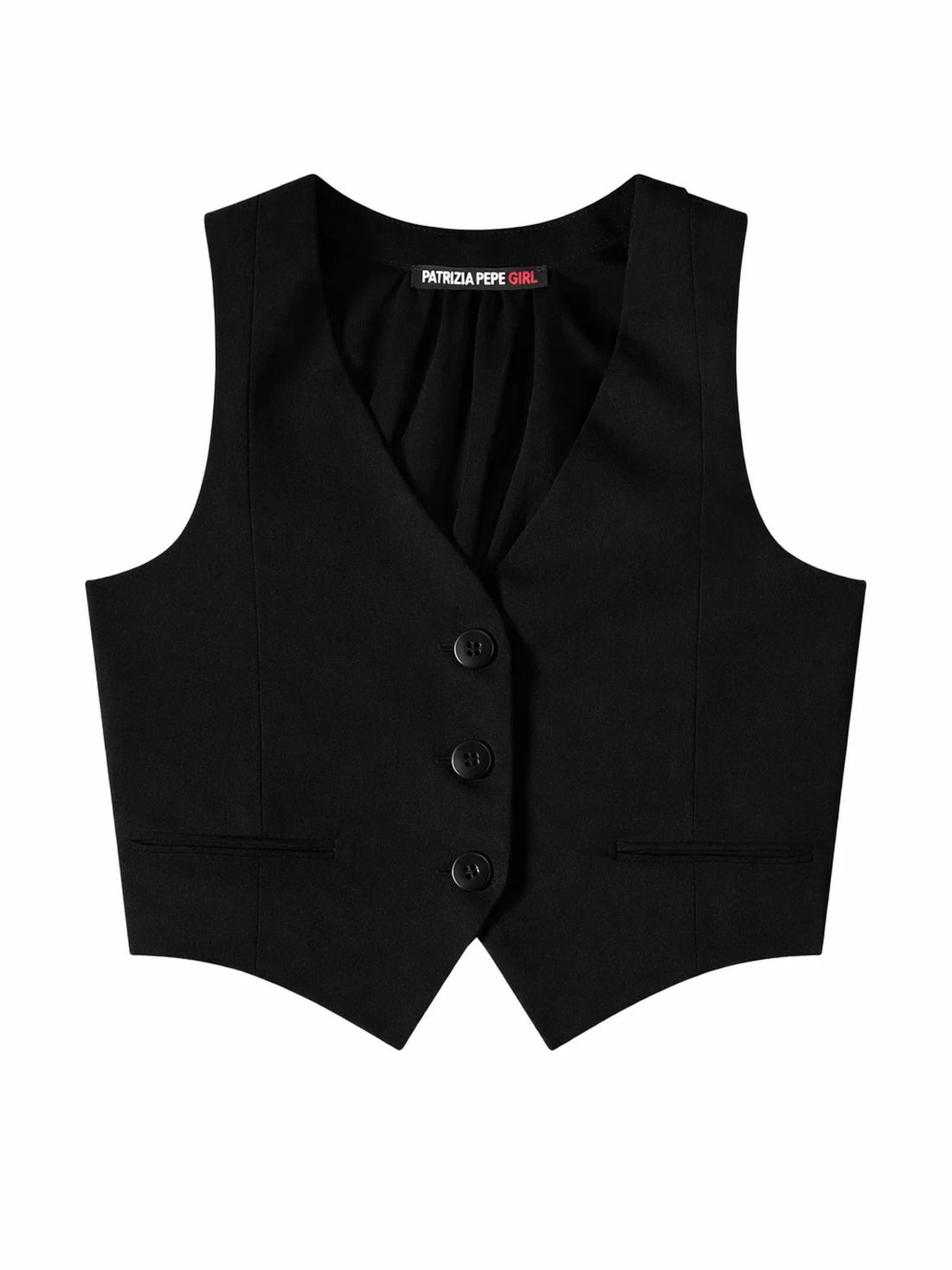 Patrizia Pepe gilet bambina in georgette e crepe nero