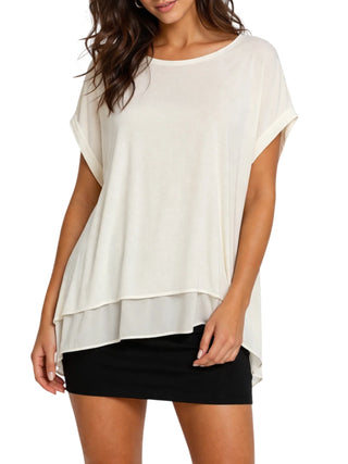 Lola by Sandro Ferrone blusa in raso manica corta panna