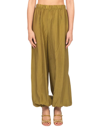 Vicolo pantaloni donna con polsini misto lyocell verde
