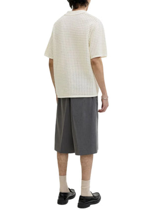 Jac&Jones polo uomo in maglia traforata panna