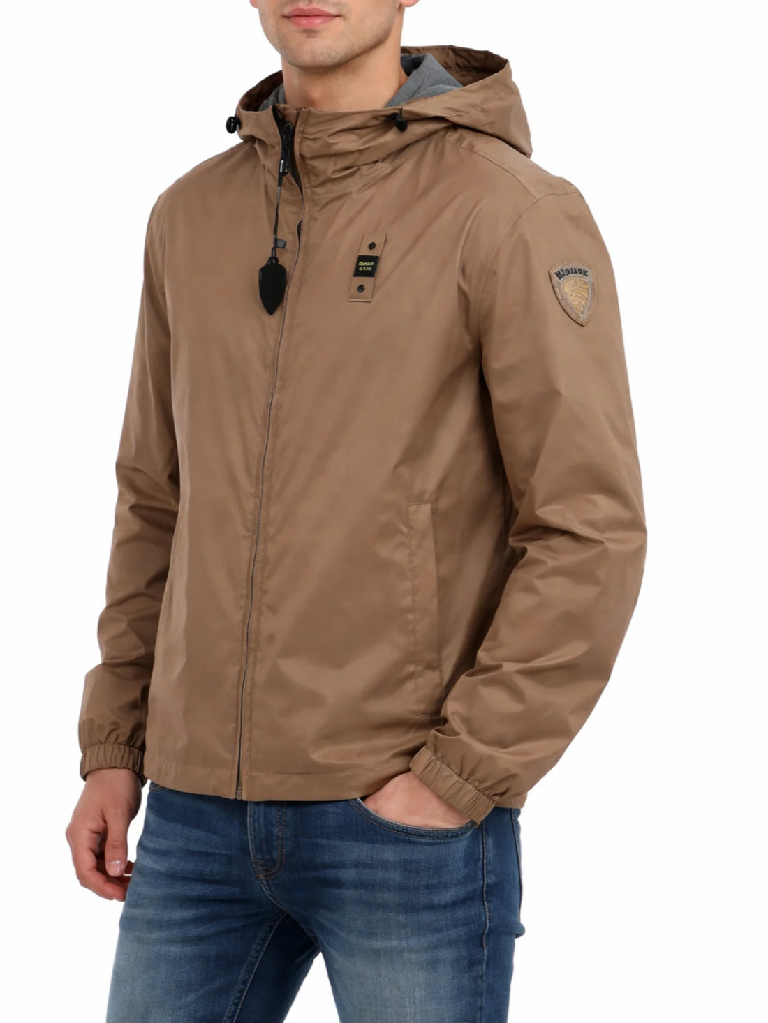 Blauer giubbino leggero antivento uomo con cappuccio Carruth marrone