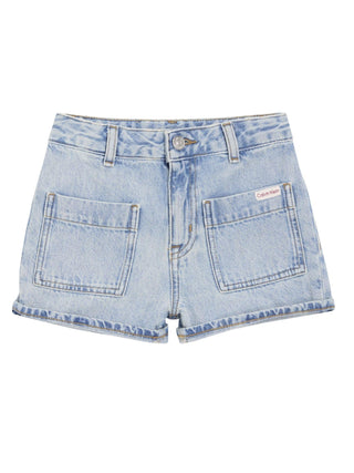Calvin Klein Jeans shorts in denim bambina con tasche lavaggio blu