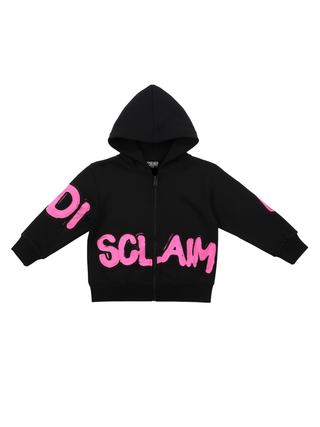 Disclaimer felpa bambina con cappuccio nero fucsia 58713 NERO DISCLAIMER