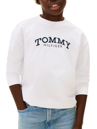 Tommy Hilfiger T-shirt manica lunga bambino con logo bianco