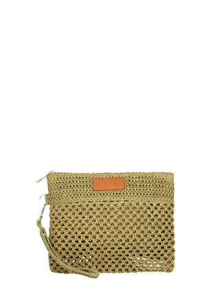 Me Fui pochette donna in rafia crochet verde MA26-SW0055 GN ME FUI 