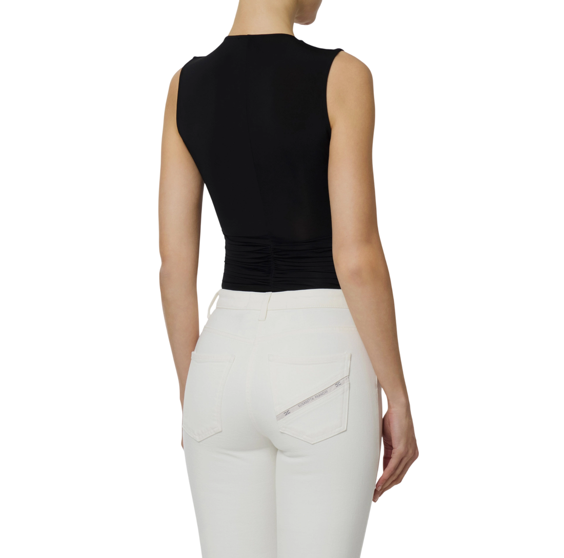 Elisabetta Franchi top donna con dettaglio gioiello nero