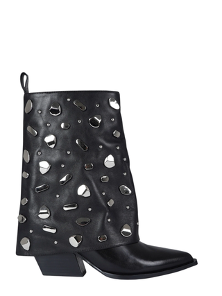 Marc Elllis stivali camperos in pelle con applicazioni metalliche nero GLC8555-8-5 BLACK MARC ELLIS 