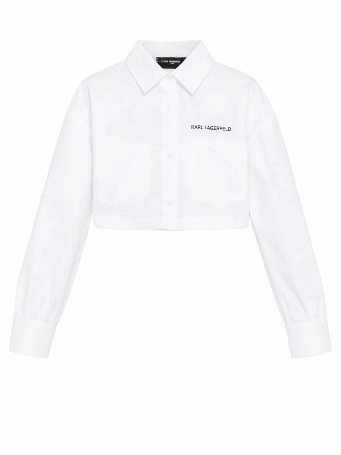 Karl Lagerfeld camicia bambina crop con tasconi bianco