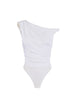 Elisabetta Franchi body monospalla in jersey drappeggiato bianco