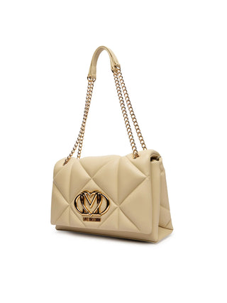 Love Moschino borsa a spalla in ecopelle trapuntata beige chiaro