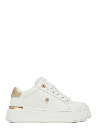 Tommy Hilfiger sneakers bambina in ecopelle bianco oro