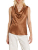 Relish blusa smanicata Wolfy in raso marrone caramello