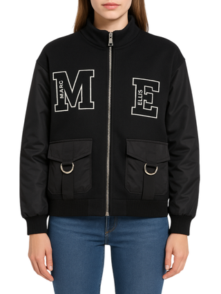 Marc Ellis giubbino bomber corto con patch logo nero MCLJ0084 002 MARC ELLIS
