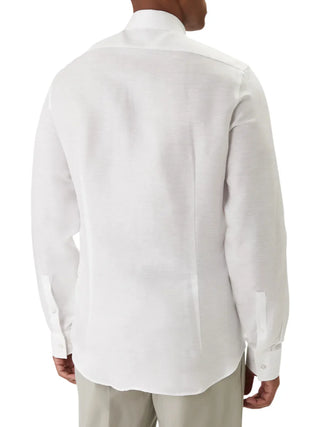 Calvin Klein camicia uomo misto lino slim fit bianco