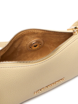 Love Moschino borsa a spalla in ecopelle martellata beige chiaro