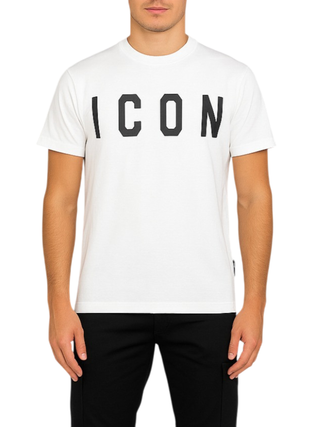 Icon T.shirt uomo manica corta con logo bianco latte ICUF2W6T001 OFF WHITE ICON 