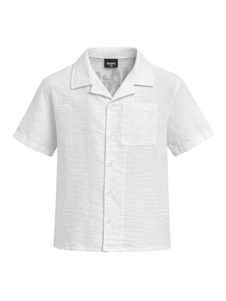 Disclaimer camicia bambino manica corta stampa logo bianco