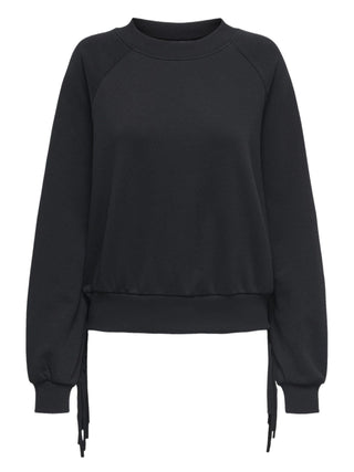 Only felpa in pile con frange nero 15355912 BLACK-FRINGES ONLY 
